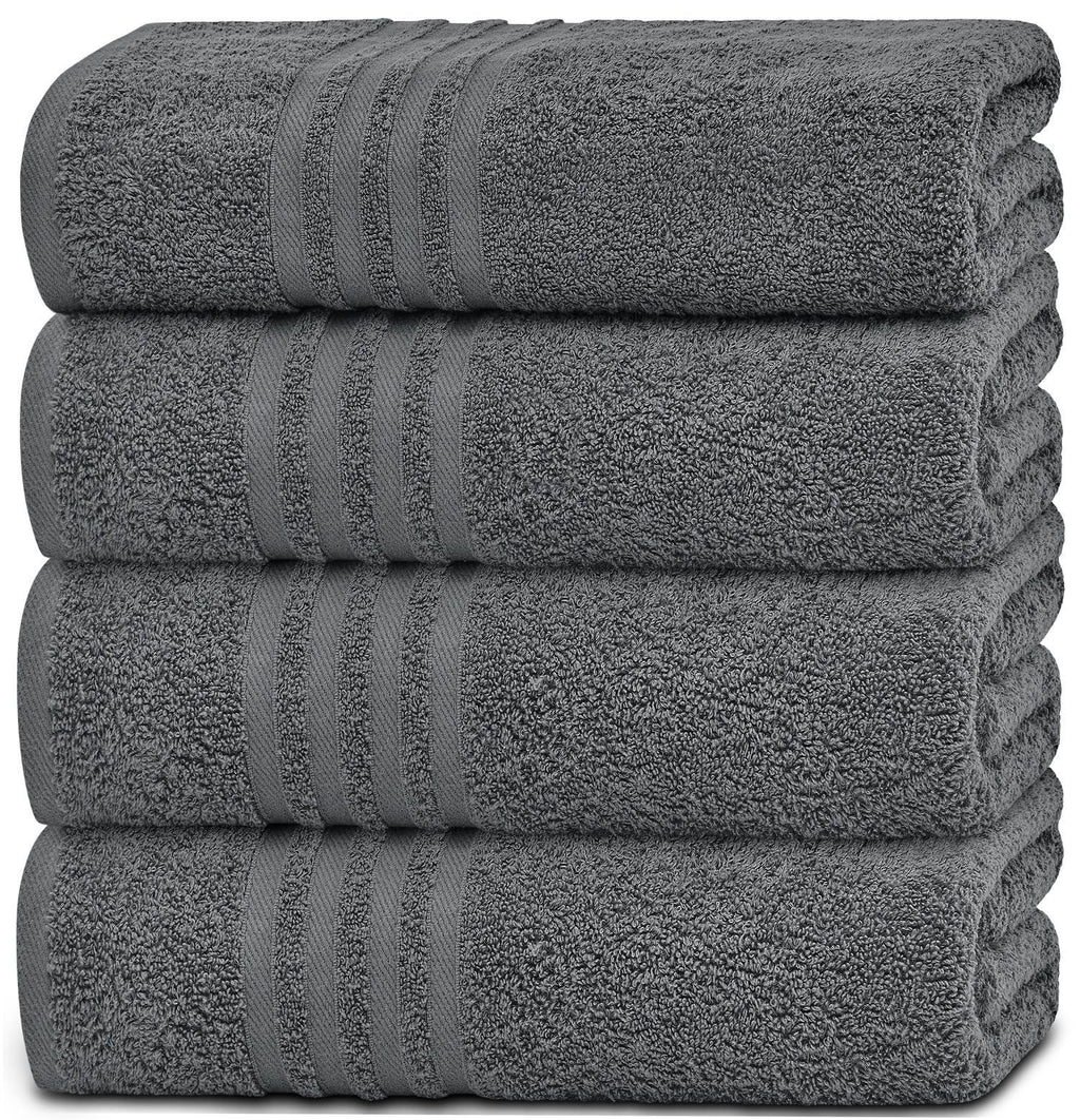 Grey Cotton Bath Towels — Set of 4