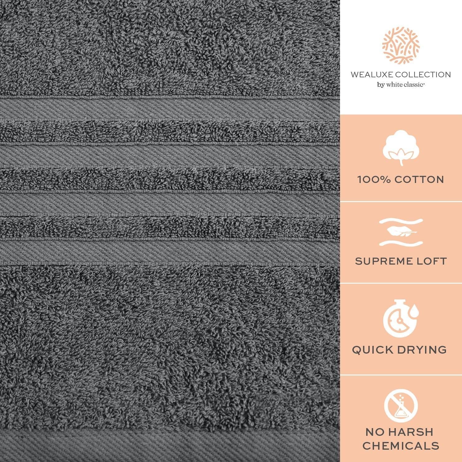 Grey Cotton Bath Towels — Set of 4