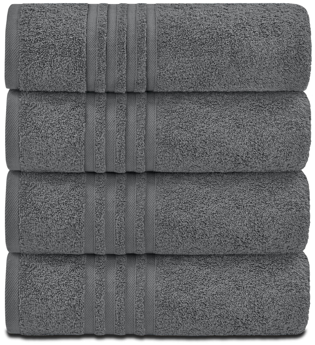 Grey Cotton Bath Towels — Set of 4