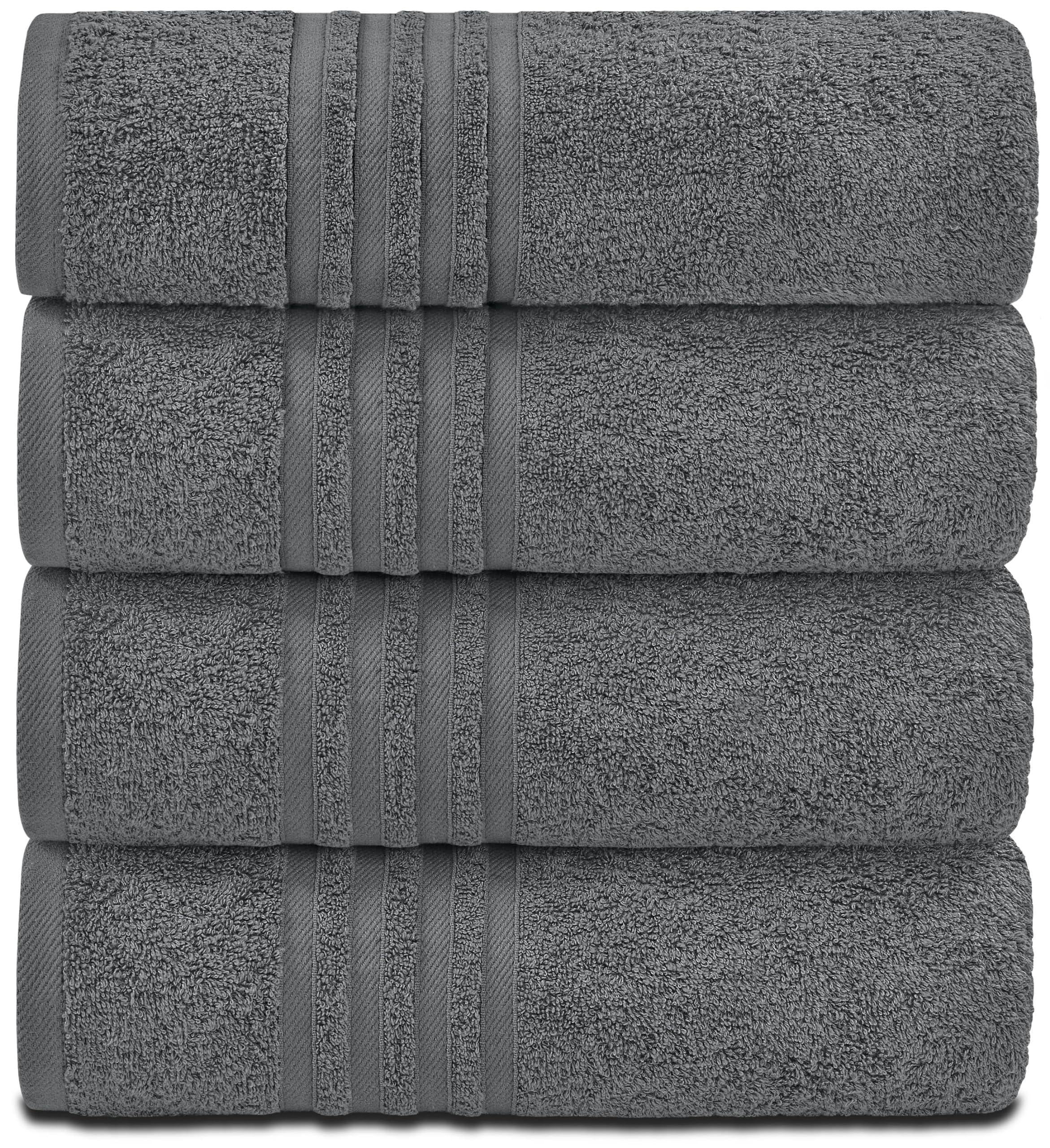 Grey Cotton Bath Towels — Set of 4